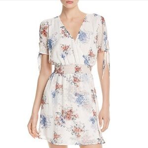 Sage The Label “Sahale” Floral Faux-Wrap Mini Dress White Multi Size S Small